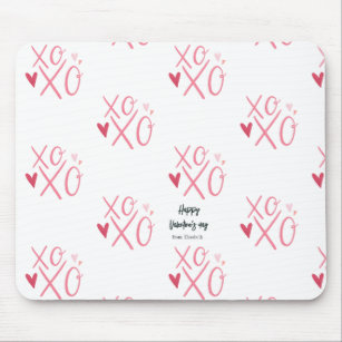 Pink "XOXO"Hearts Happy Valentine's Day  Mouse Mat