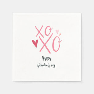 Pink "XOXO"Hearts Happy Valentine's Day  Napkin