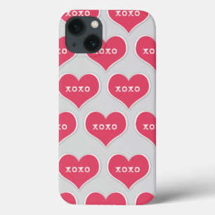 Pink XOXO Hearts with Changeable Colour Background iPhone 13 Case
