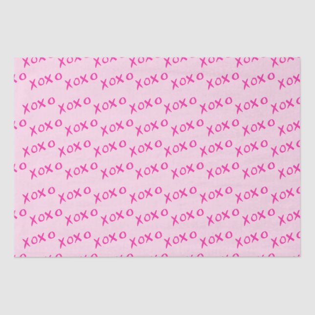 Pink XOXO hugs and kisses repeat Valentine's day Tissue Paper (Front)