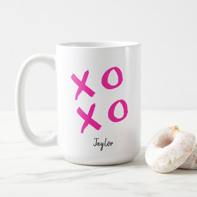 Pink Xoxo Personalised Valentine's Coffee Mug (With Donut)