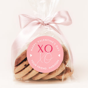 Pink XOXO Personalised Valentine's Day Classic Round Sticker