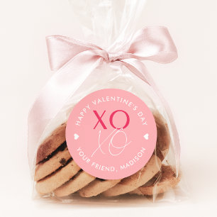 Pink XOXO Personalised Valentine's Day Classic Round Sticker
