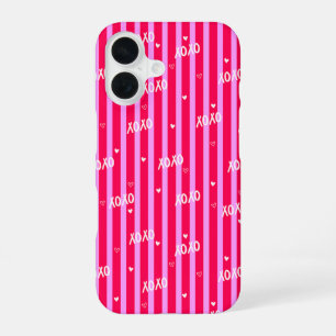 Pink XOXO Striped Phone Case