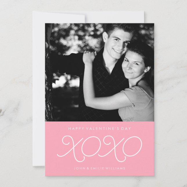 Pink XOXO Valentine's Day Photo Cards (Front)