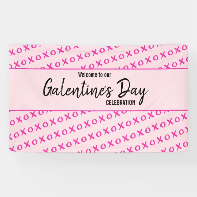 Pink XOXO Welcome Galentine's Day Banner (Horizontal)