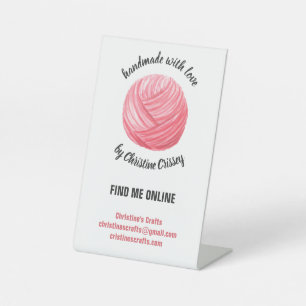 Pink Yarn Craft Crochet   Knitting Handmade Pedestal Sign