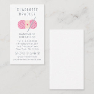 Pink Yarn Crochet Handmade Business Card
