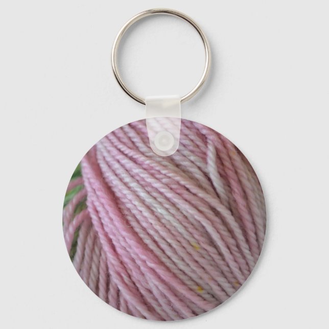 Pink Yarn Key Ring (Front)
