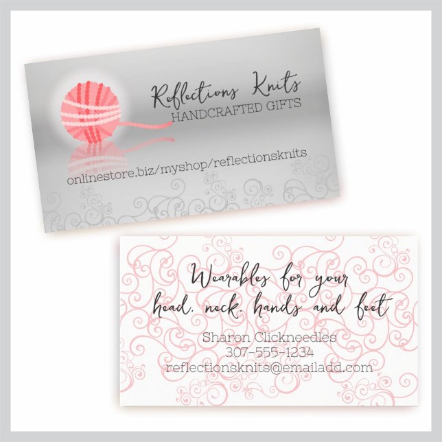 pink yarn reflection knitting crochet gift tag (Creator Uploaded)