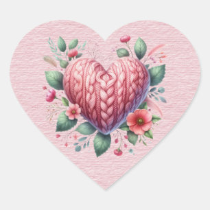 Pink Yarn  Valentine Heart Sticker