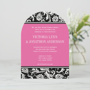 Pink Yarrow Damask Wedding RSVP Invitation