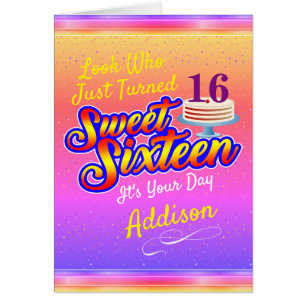 PINK & YEL (Your Text) Sweet 16 Sixteen Birthday