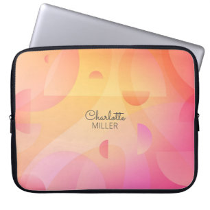 Pink-Yellow Abstract Background with Custom Name Laptop Sleeve