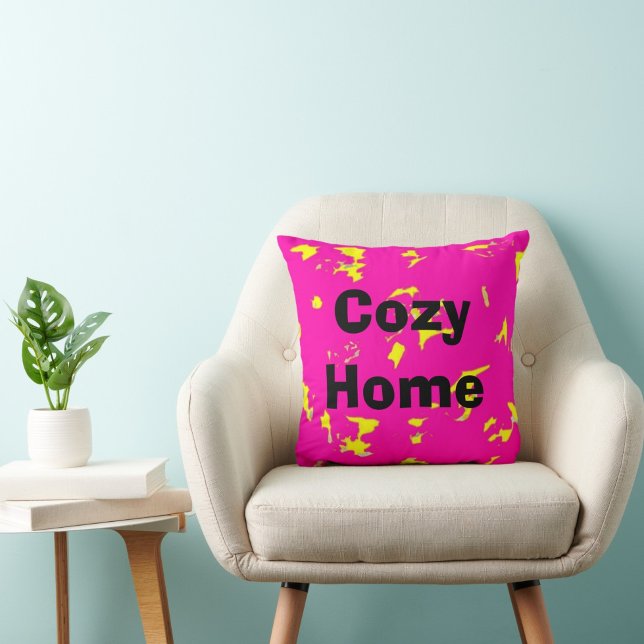 Pink yellow abstract pattern cushion (   Throw pillow elegant design)