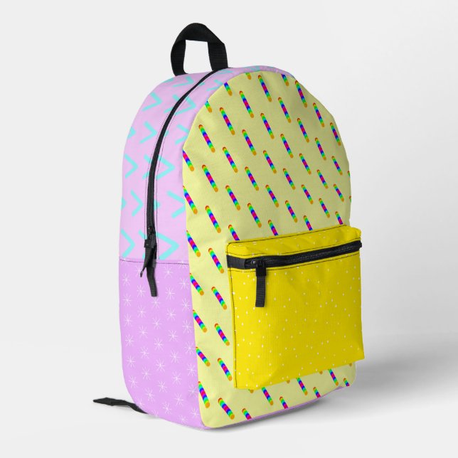 Pink yellow aesthetic artsy mixed pattern Backpack (Back Corner Left)