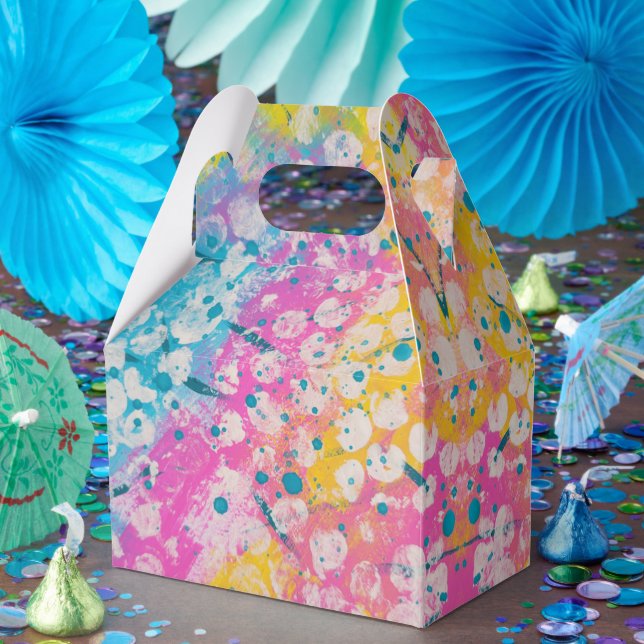 Pink, Yellow, and Blue Abstract Design Favour Box (Party)