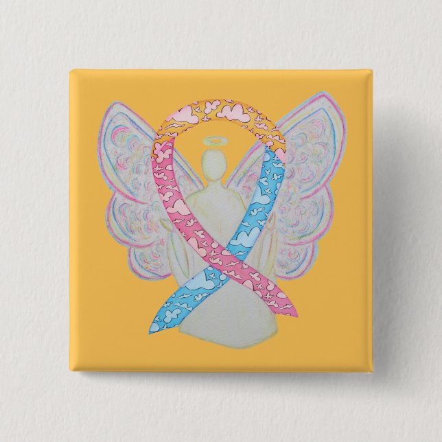 Pink, Yellow, and Blue Clouds CDH Angel Pin (Front)