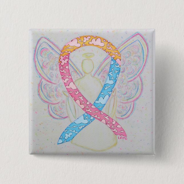 Pink, Yellow, and Blue Clouds CDH Angel Pin (Front)
