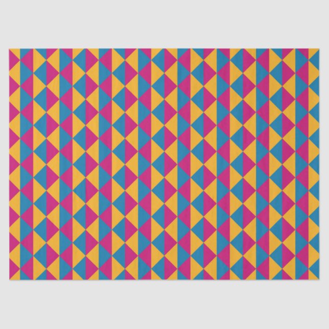 Pink, Yellow and Blue Diamonds and Triangles Tissue Paper (Front)