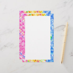 Pink, Yellow and Blue Flowers Stationery