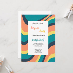 PINK , YELLOW AND BLUE GROOVY BIRTHDAY INVITATION