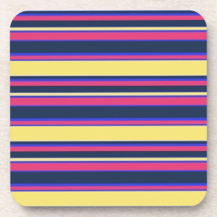 Pink, yellow and blue stripes coaster