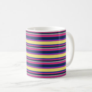 Pink, yellow and blue stripes coffee mug