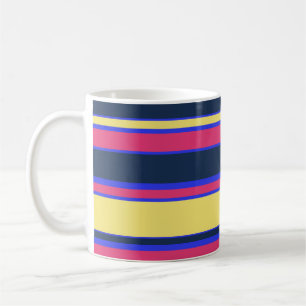 Pink, yellow and blue stripes coffee mug