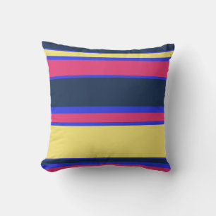 Pink, yellow and blue stripes cushion