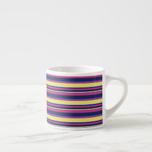 Pink, yellow and blue stripes espresso cup
