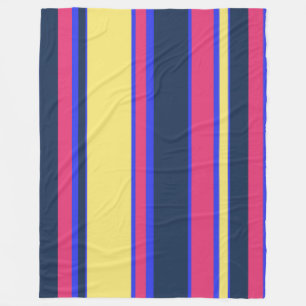 Pink, yellow and blue stripes fleece blanket