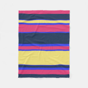 Pink, yellow and blue stripes fleece blanket