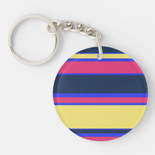 Pink, yellow and blue stripes key ring