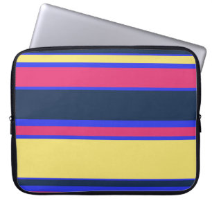 Pink, yellow and blue stripes laptop sleeve