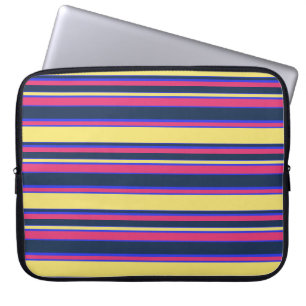 Pink, yellow and blue stripes laptop sleeve