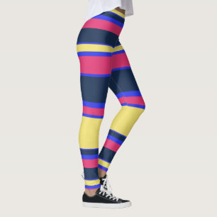 Pink, yellow and blue stripes leggings