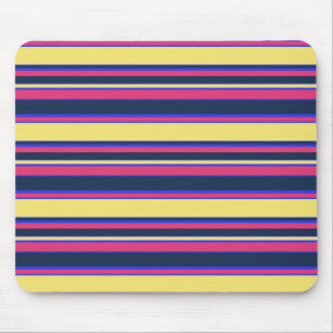 Pink, yellow and blue stripes mouse mat