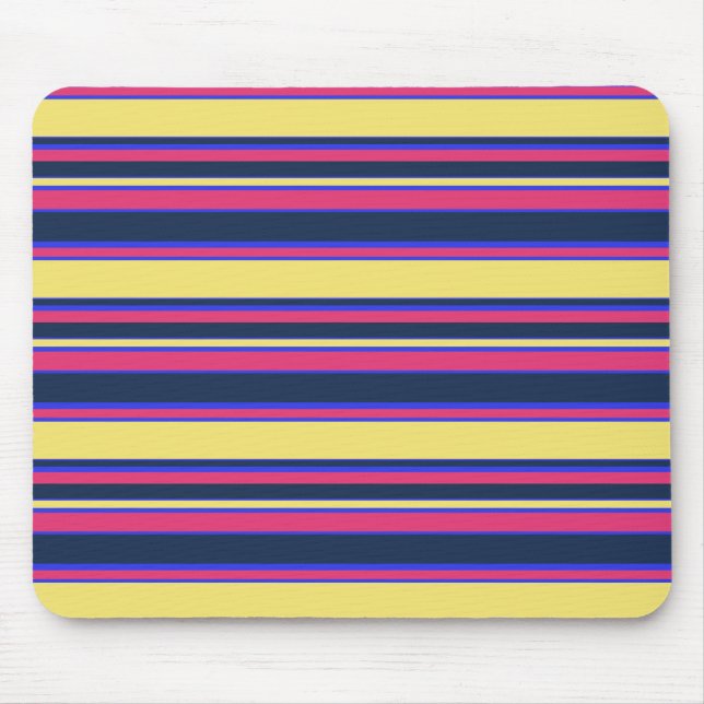 Pink, yellow and blue stripes mouse mat (Front)
