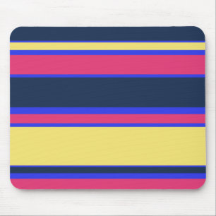 Pink, yellow and blue stripes mouse mat