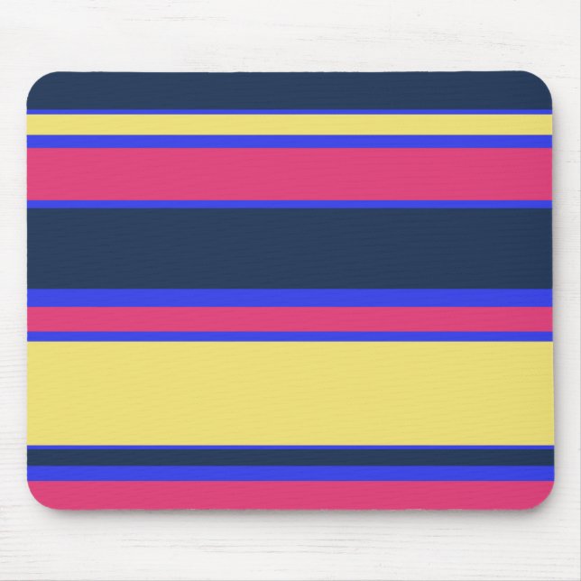Pink, yellow and blue stripes mouse mat (Front)
