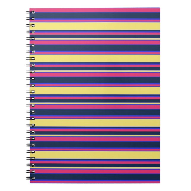 Pink, yellow and blue stripes notebook (Front)