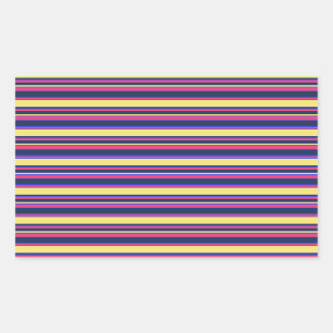 Pink, yellow and blue stripes rectangular sticker