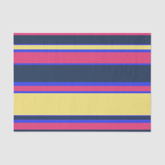 Pink, yellow and blue stripes tissue paper (Front)