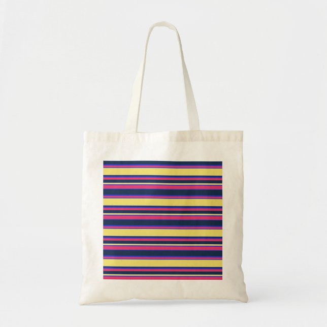 Pink, yellow and blue stripes tote bag (Front)