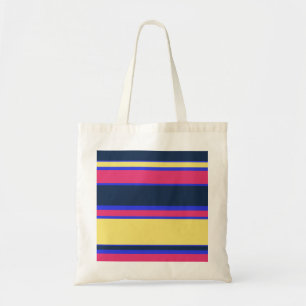 Pink, yellow and blue stripes tote bag