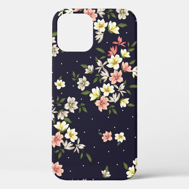 pink yellow and brown small flowers with green lea Case-Mate iPhone case (Back)