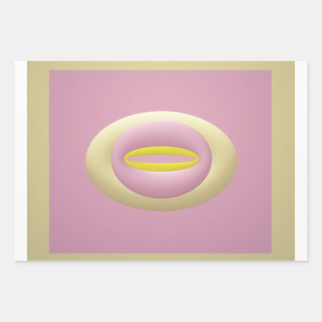 Pink yellow and cream nut shaped design wrapping paper sheet (Front)