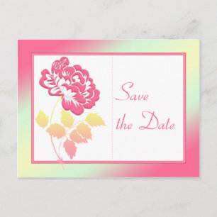 Pink, Yellow, and Green Floral Save the Date Announcement Postcard
