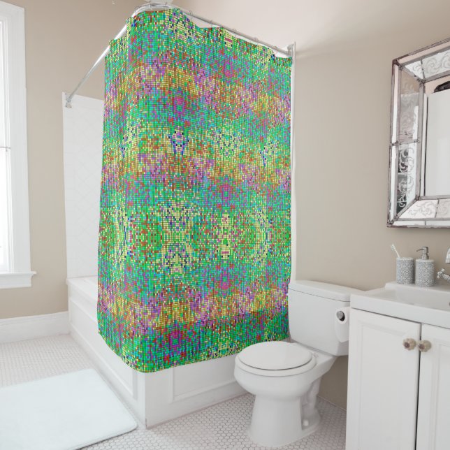 Pink Yellow And Green Glitter Shower Curtain (In Situ)
